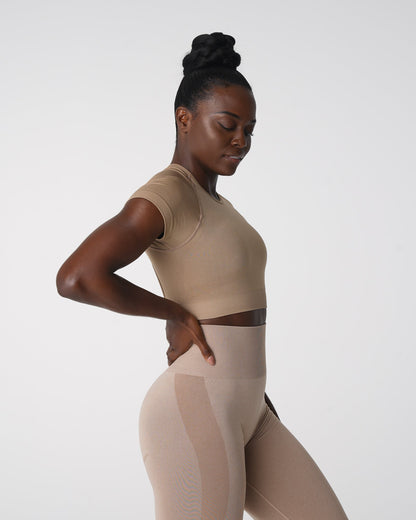 Women Beige Vortex Seamless Bra Top | NVGTN