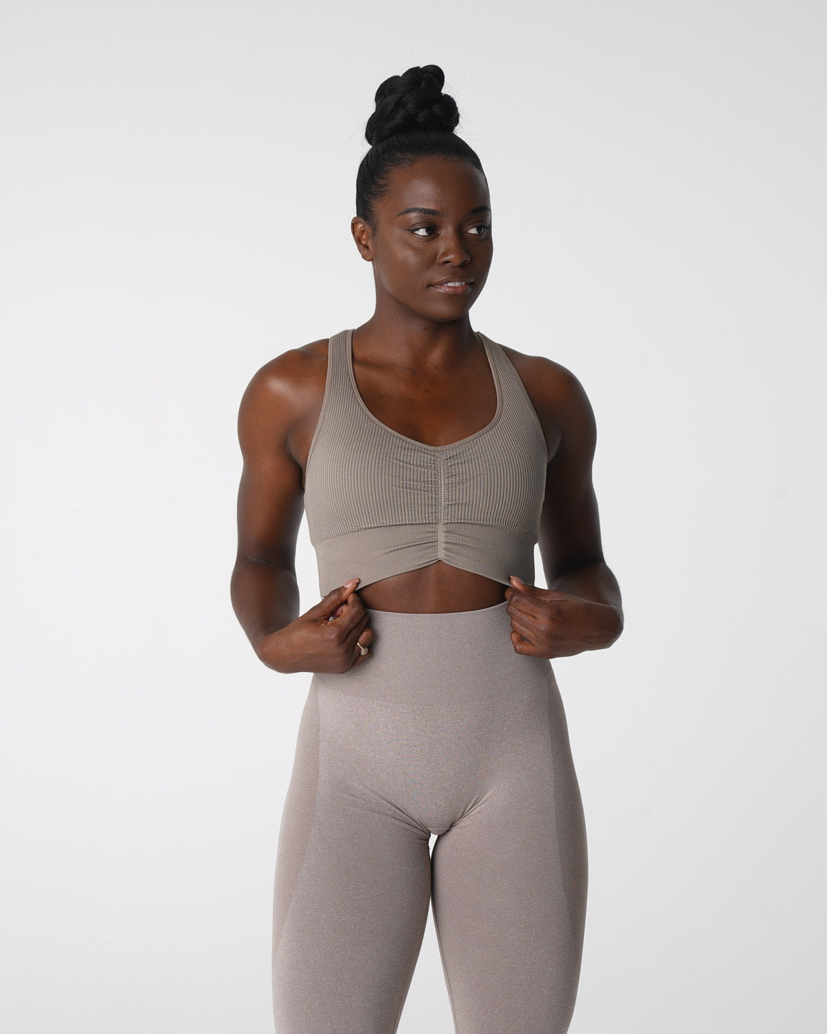 Women Taupe Cinched Seamless Bra | NVGTN