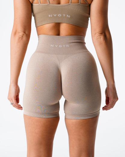Women Beige Pro Seamless Shorts | NVGTN
