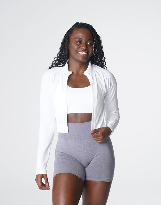 Women White Divine Seamless Zip Up | NVGTN