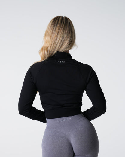 Women Black Divine Seamless Zip Up | NVGTN