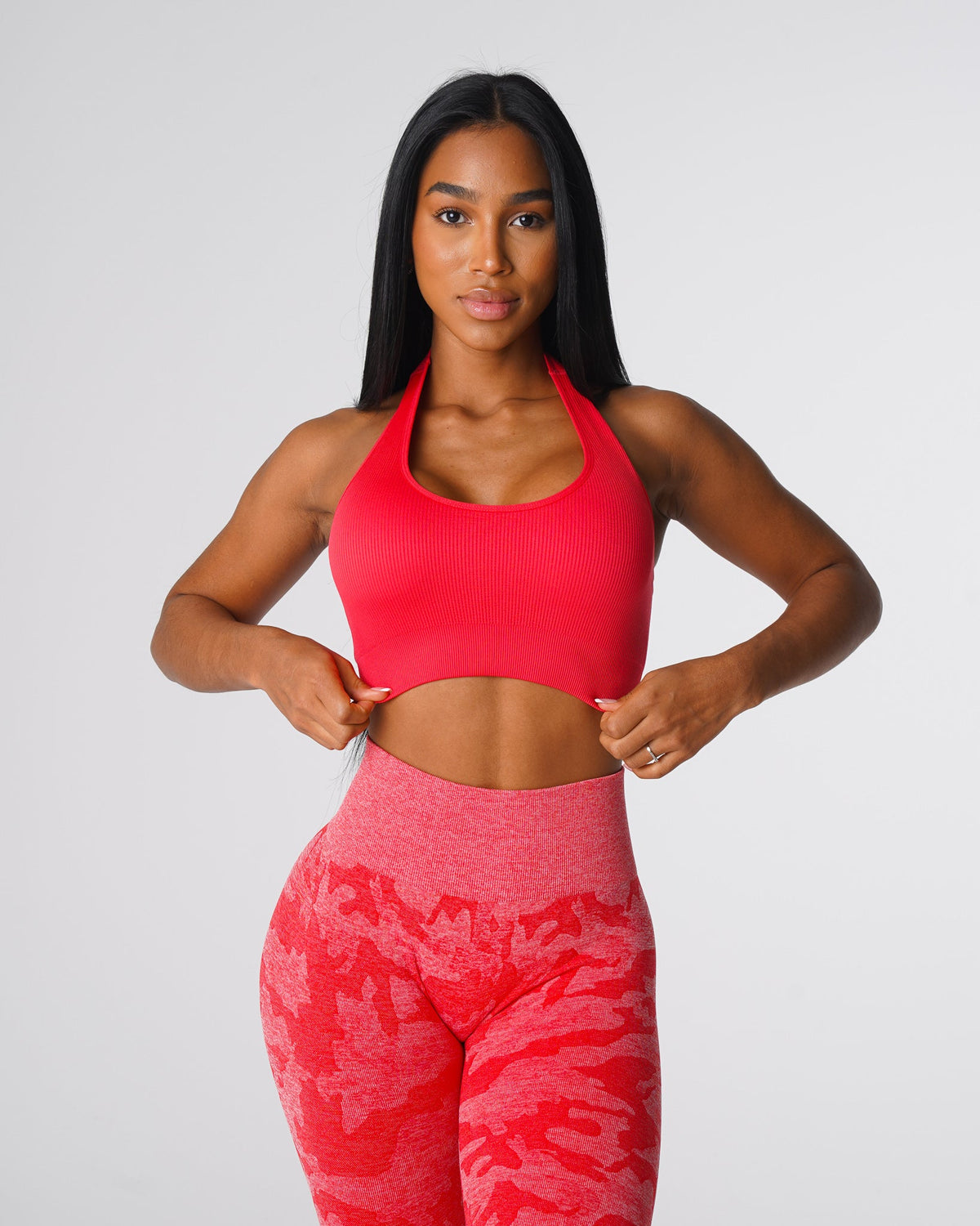 Women Candy Apple Limitless Ribbed Seamless Halter Bra | NVGTN