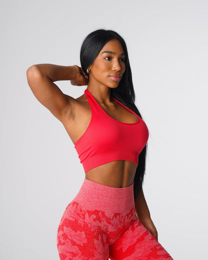 Women Candy Apple Limitless Ribbed Seamless Halter Bra | NVGTN