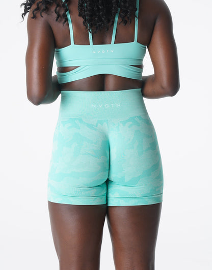 Women Mint Camo Seamless Shorts | NVGTN