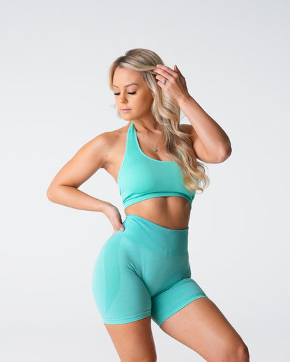 Women Mint Limitless Ribbed Seamless Halter Bra | NVGTN