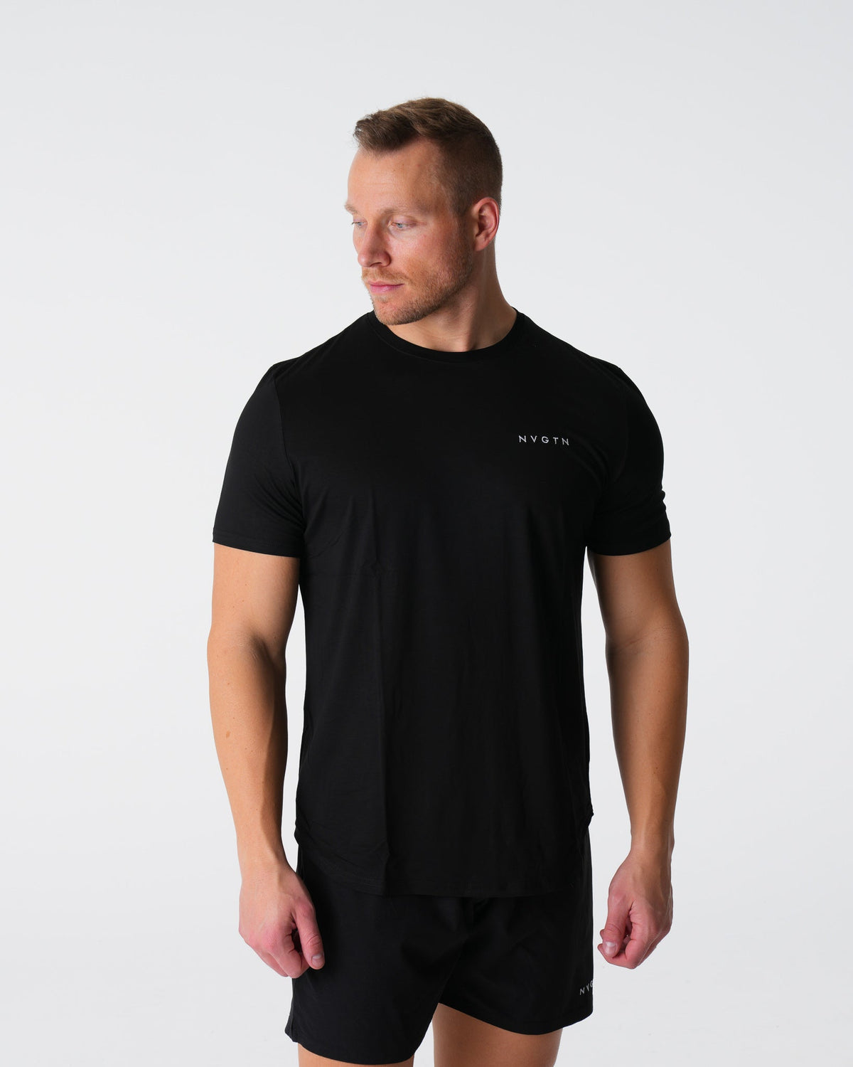 Men Black Tech Fitted Tee | NVGTN