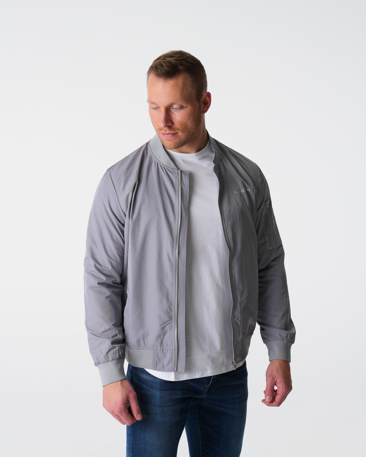 Men Grey Bomber Jacket | NVGTN