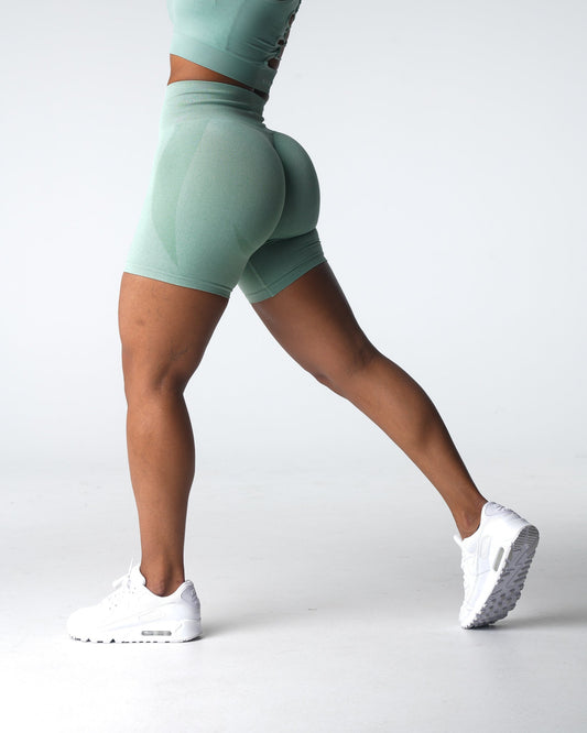 Women Sage Green Contour Seamless Shorts | NVGTN