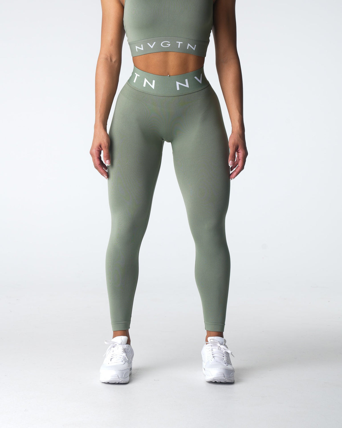 Women Sage Green Sport Seamless Leggings | NVGTN