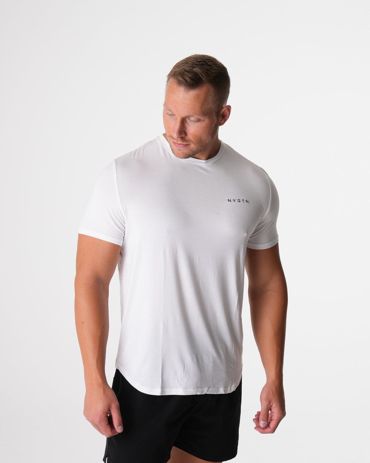 Men White Tech Fitted Tee | NVGTN