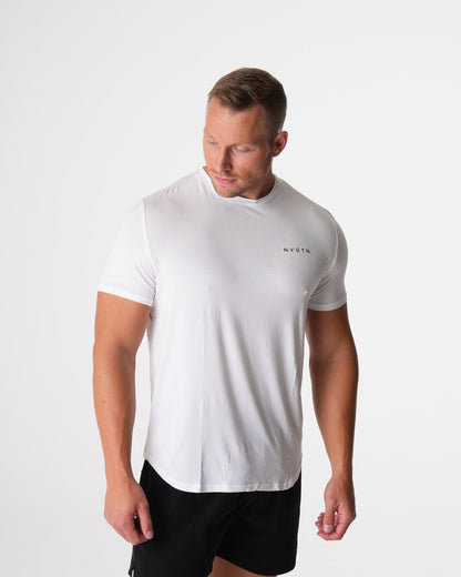 Men White Tech Fitted Tee | NVGTN