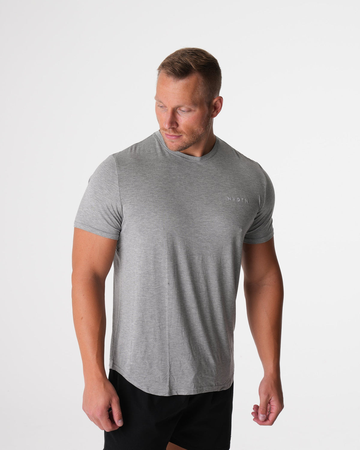 Men Grey Tech Fitted Tee | NVGTN