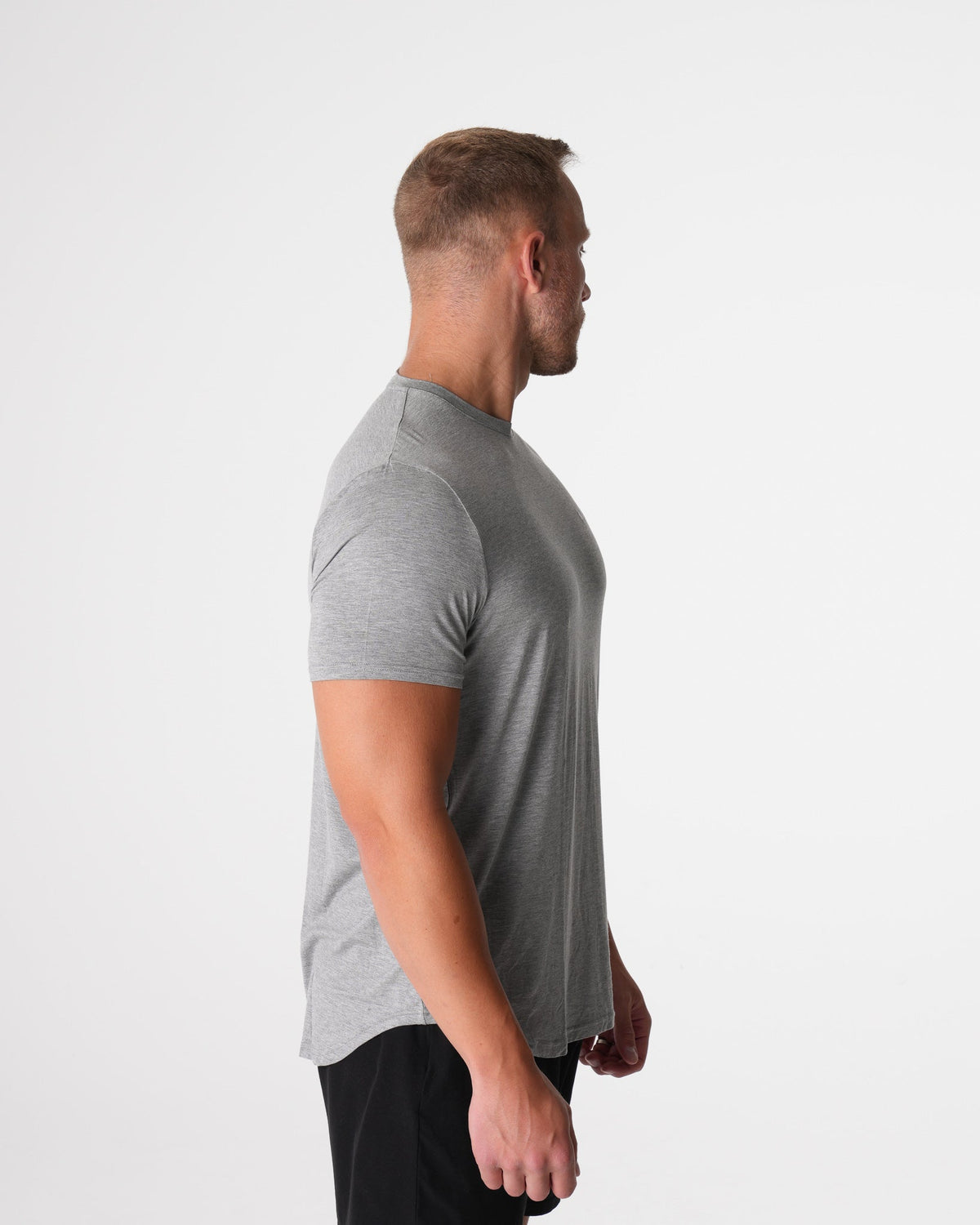 Men Grey Tech Fitted Tee | NVGTN