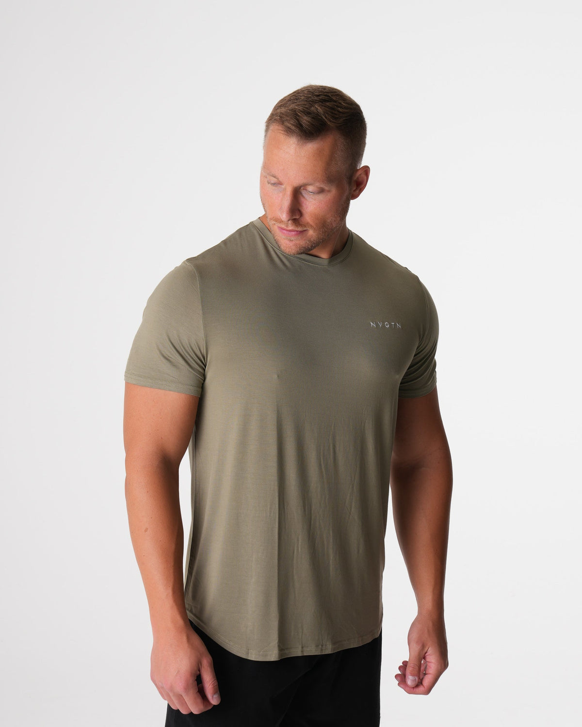 Men Sage Green Tech Fitted Tee | NVGTN