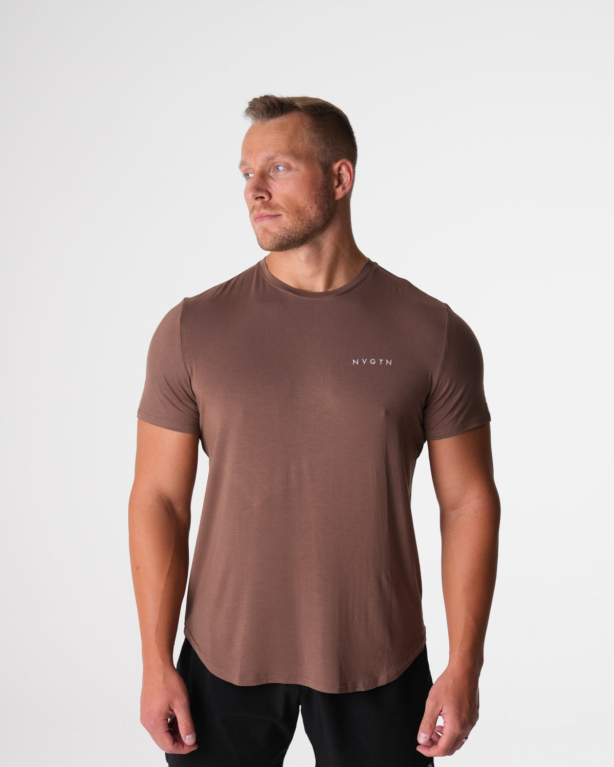 Men Mocha Tech Fitted Tee | NVGTN