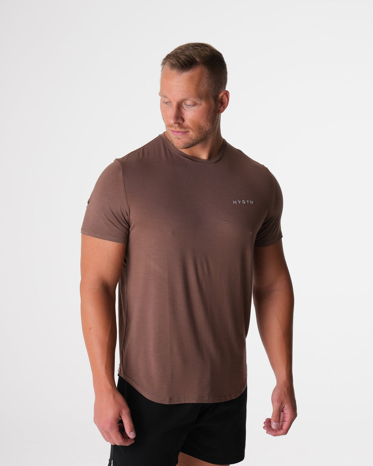 Men Mocha Tech Fitted Tee | NVGTN