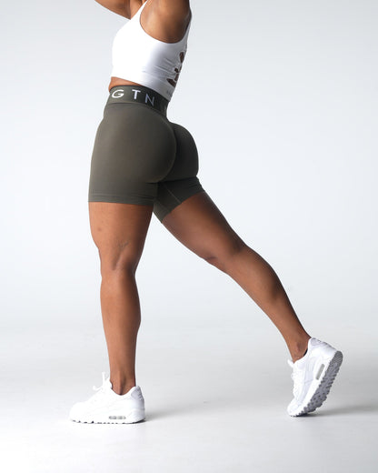 Women Olive Sport Seamless Shorts | NVGTN