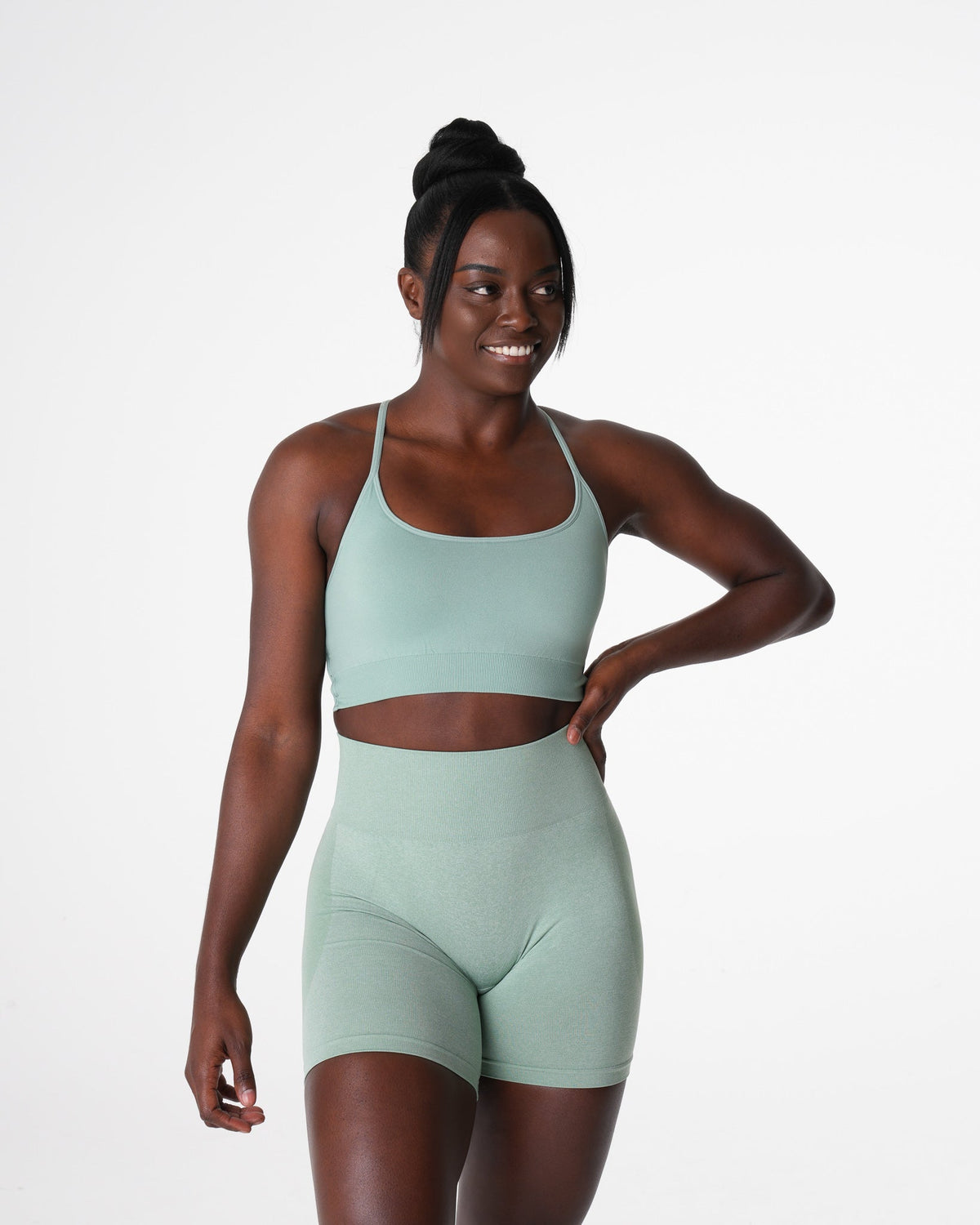Women Sage Green Invincible Seamless Bra | NVGTN