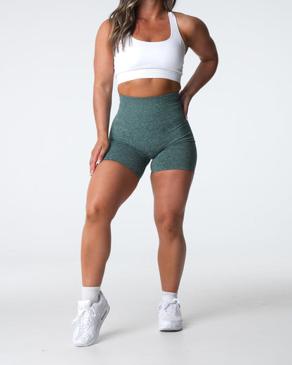 Women Forest Green Scrunch Seamless Shorts | NVGTN