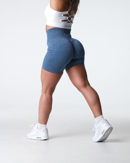 Women Slate Blue Scrunch Seamless Shorts | NVGTN