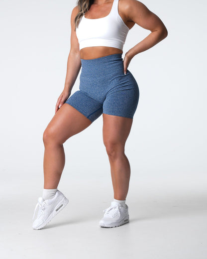 Women Slate Blue Scrunch Seamless Shorts | NVGTN