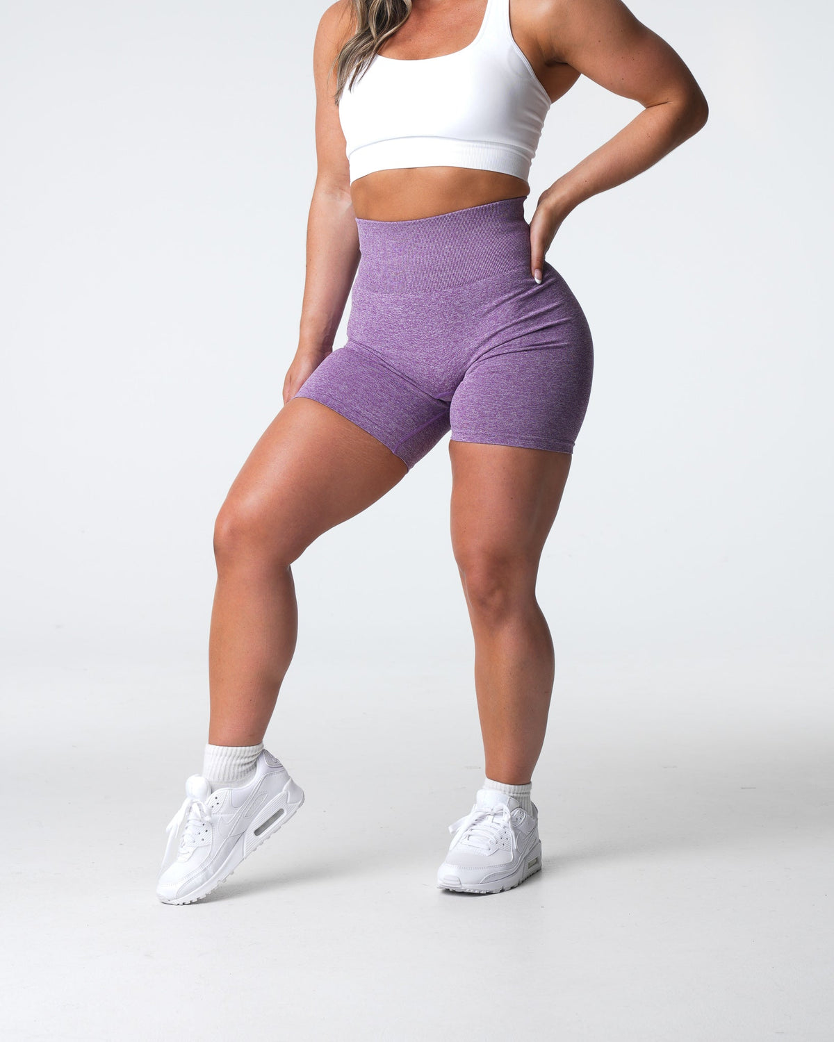 Women Violet Scrunch Seamless Shorts | NVGTN