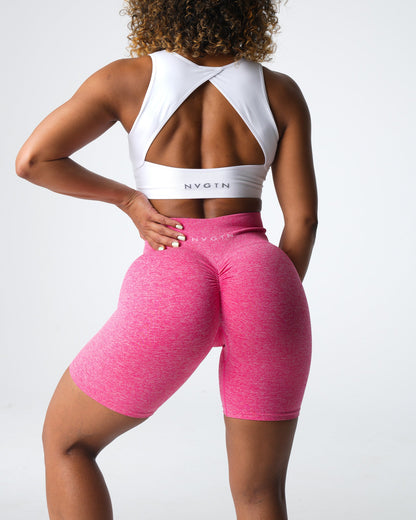 Women Hot Pink Scrunch Seamless Shorts | NVGTN