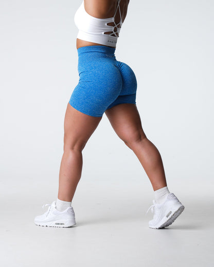 Women Ocean Blue Scrunch Seamless Shorts | NVGTN