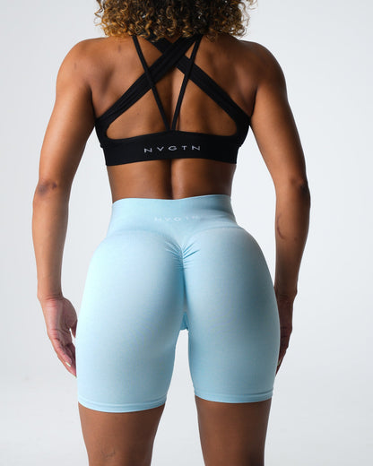 Women Pastel Blue Scrunch Seamless Shorts | NVGTN