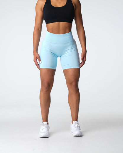 Women Pastel Blue Scrunch Seamless Shorts | NVGTN
