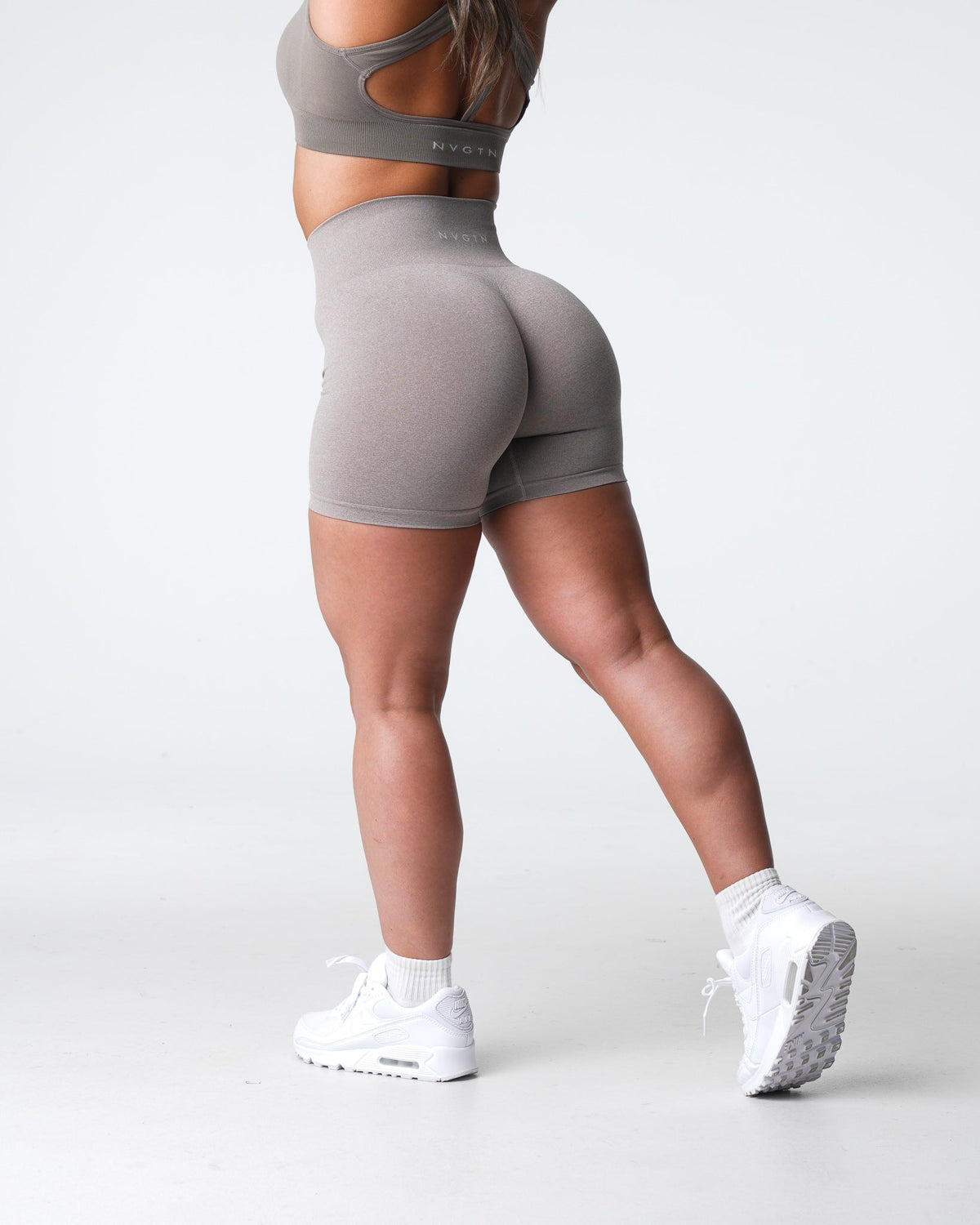 Women Taupe Pro Seamless Shorts | NVGTN