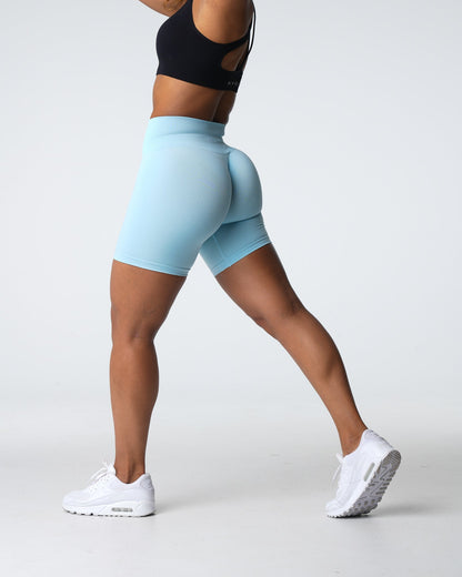 Women Pastel Blue Pro Seamless Shorts | NVGTN
