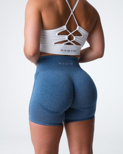 Women Slate Blue Contour Seamless Shorts | NVGTN