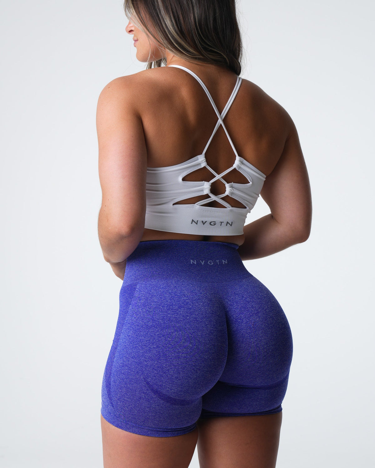 Women Electric Blue Contour Seamless Shorts | NVGTN