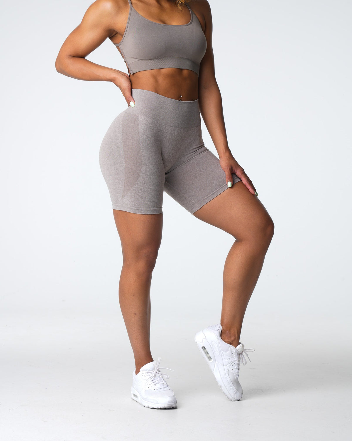 Women Taupe Contour Seamless Shorts | NVGTN