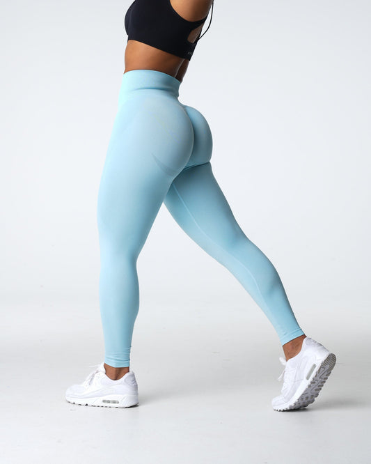 Women Pastel Blue Contour Seamless Leggings | NVGTN