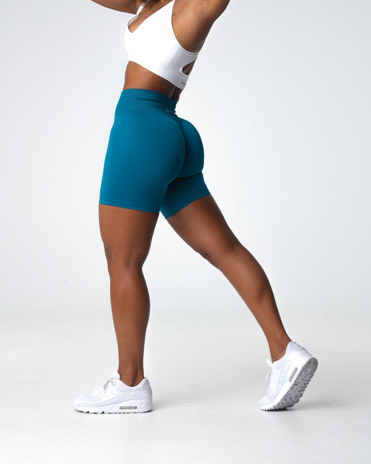 Women French Blue Solid Seamless Shorts | NVGTN