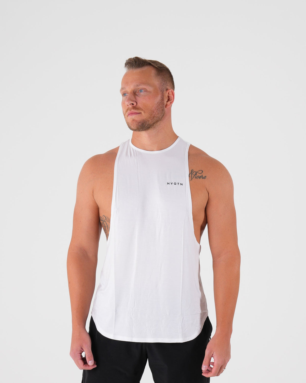 Men White Tech Edge Tank | NVGTN