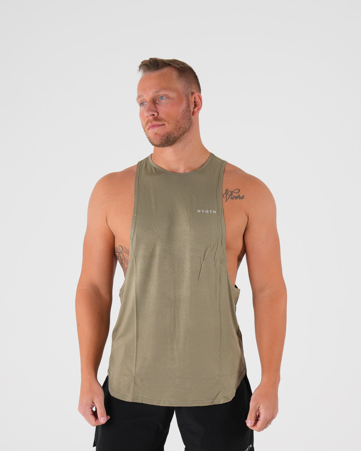 Men Sage Green Tech Edge Tank | NVGTN