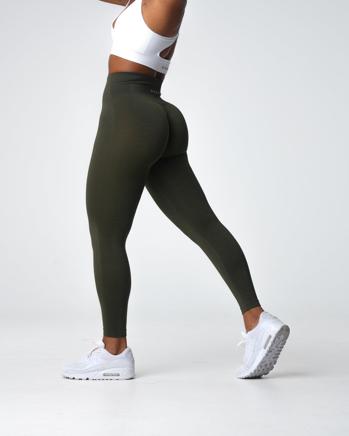 Women Olive Performance Seamless Leggings | NVGTN