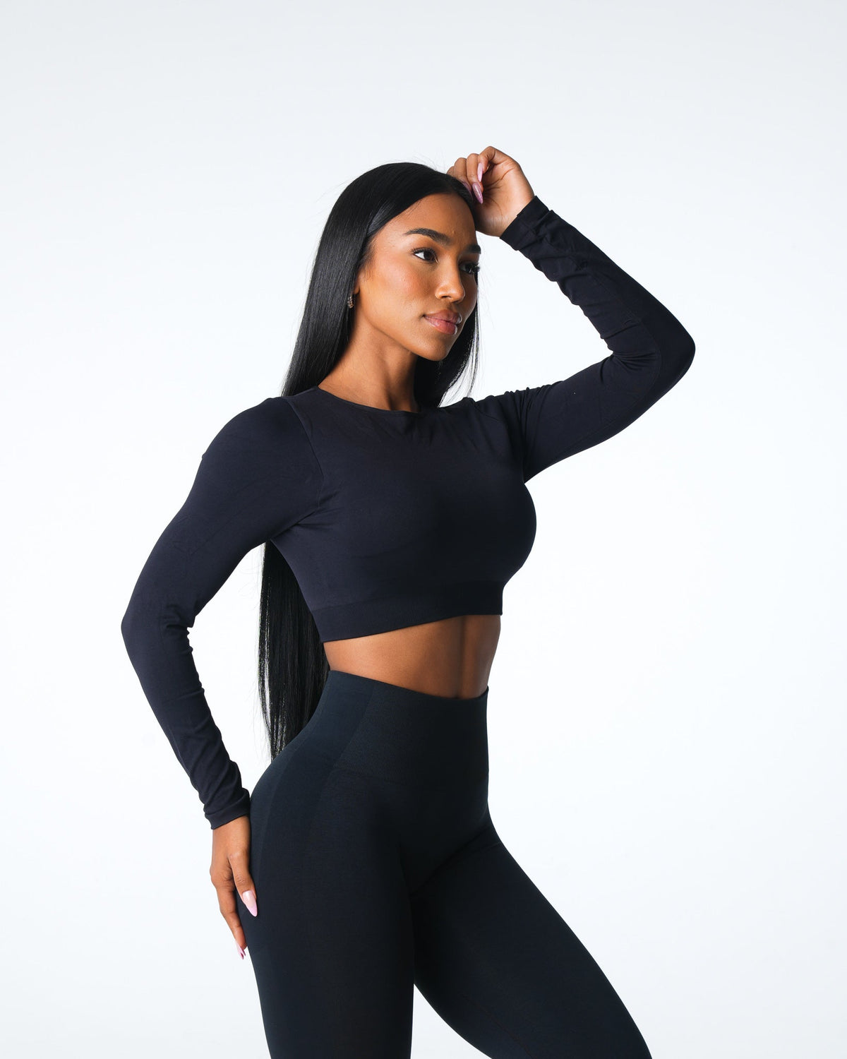 Women Black Journey Long Sleeve Seamless Bra Top | NVGTN