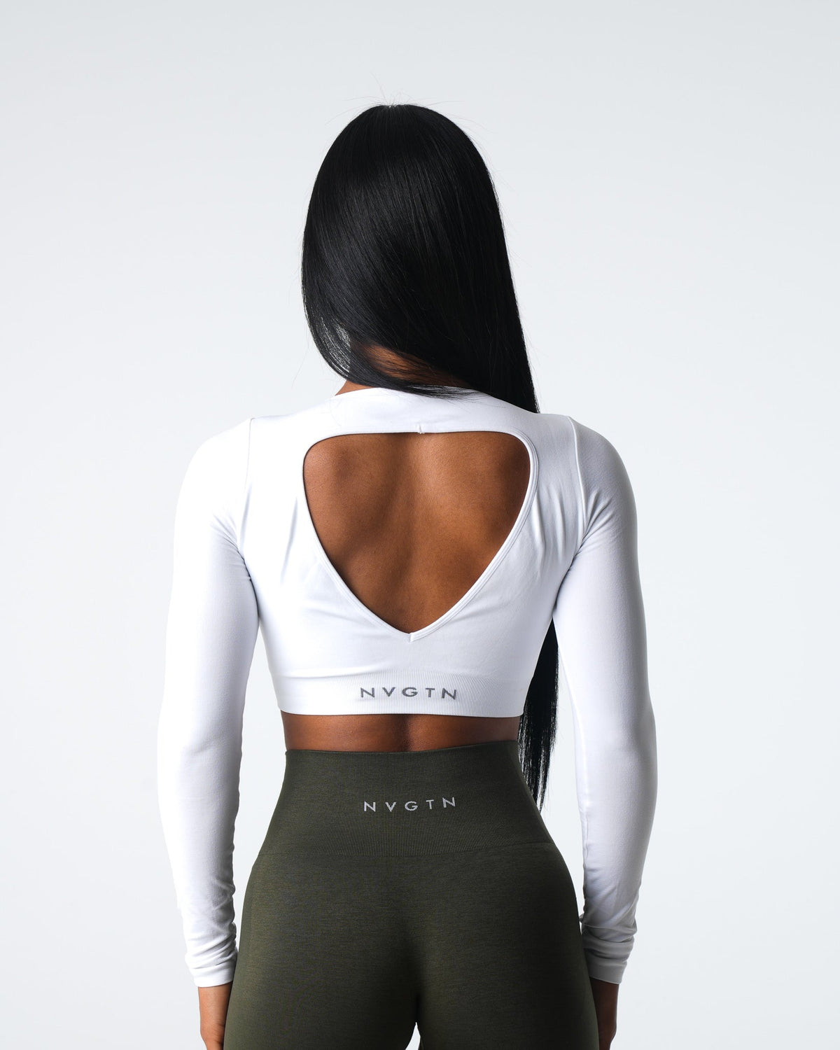 Women White Journey Long Sleeve Seamless Bra Top | NVGTN