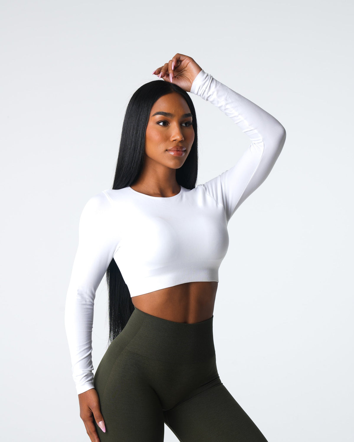 Women White Journey Long Sleeve Seamless Bra Top | NVGTN