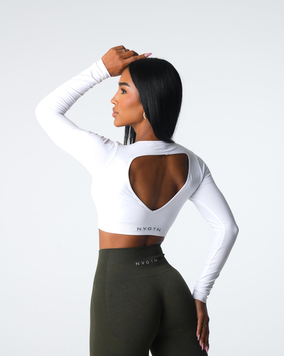 Women White Journey Long Sleeve Seamless Bra Top | NVGTN