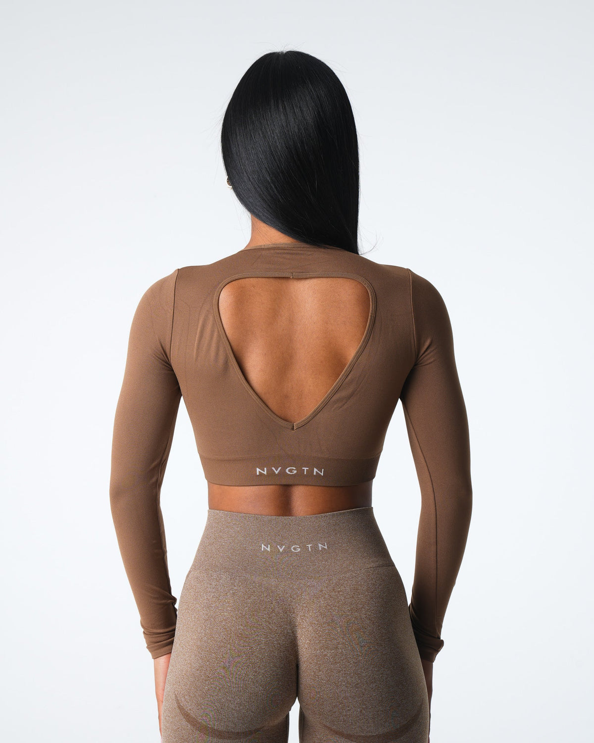 Women Mocha Journey Long Sleeve Seamless Bra Top | NVGTN