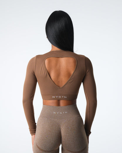 Women Mocha Journey Long Sleeve Seamless Bra Top | NVGTN