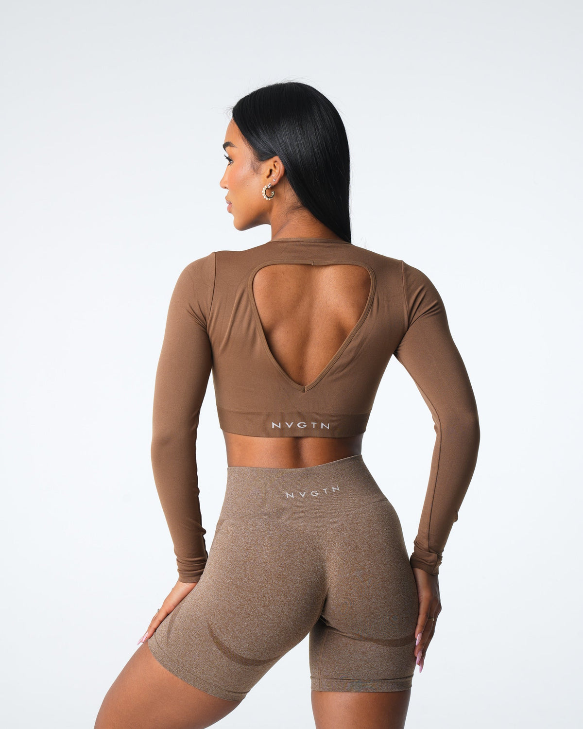 Women Mocha Journey Long Sleeve Seamless Bra Top | NVGTN