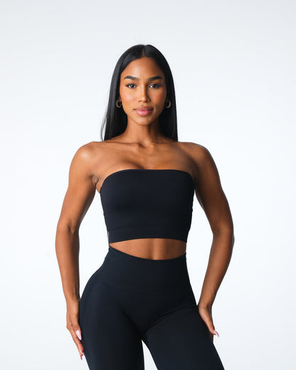 Women Black Conquer Ribbed Seamless Bra | NVGTN