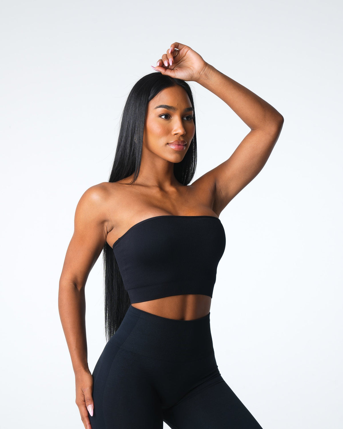 Women Black Conquer Ribbed Seamless Bra | NVGTN
