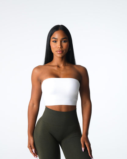 Women White Conquer Ribbed Seamless Bra | NVGTN